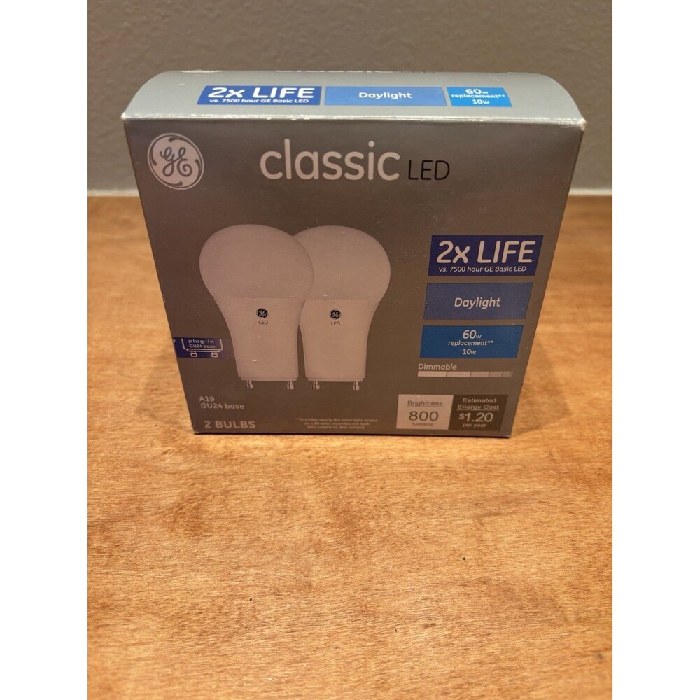 GE Soft White 11W Dimmable Plug-In~GU24 Base~LED A19 Light Bulb~New 2 pack